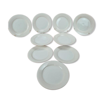 Gien modernist plates with gold dots – set of 9