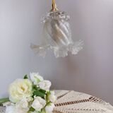Frilly molded glass tulip walking lamp