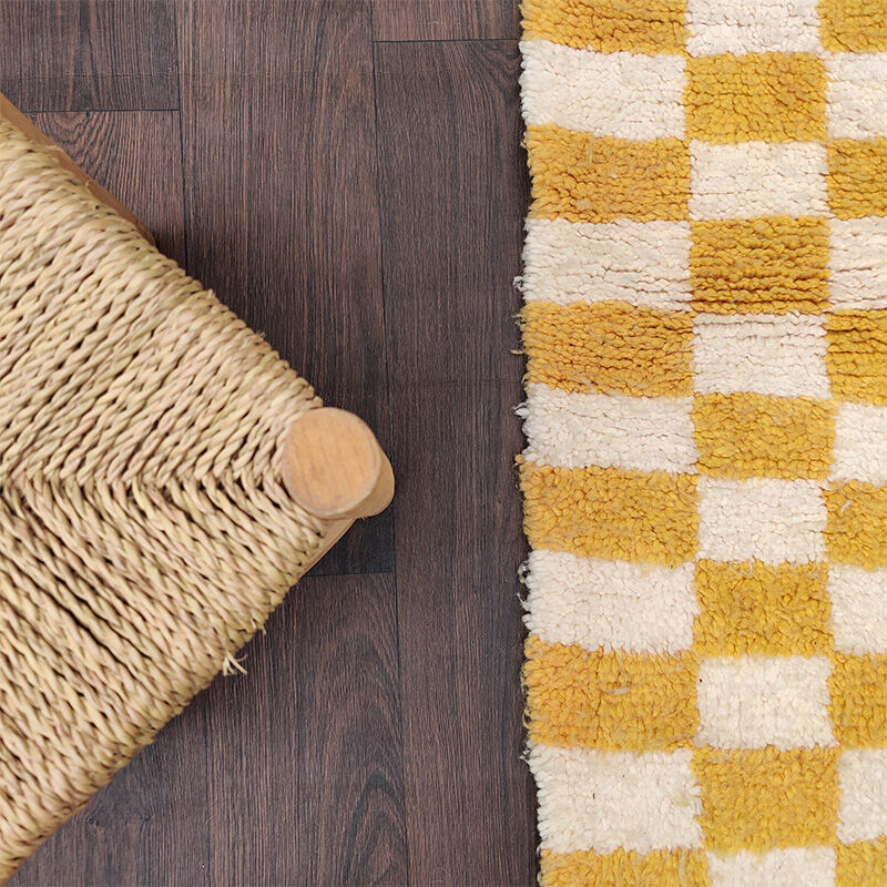 Berber carpet yellow tiles 100x145 cm