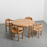 Set of 6 solid pine chairs by Rainer Daumiller, Denmark, circa 1970.