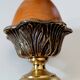 Paperpress wooden egg in its brass cockerel
