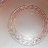 Antique ceiling light in frosted and etched pink glass