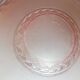 Antique ceiling light in frosted and engraved pink glass.