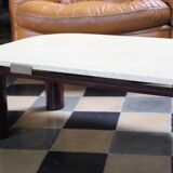 Roche Bobois Travertine and metal coffee table, 1980s