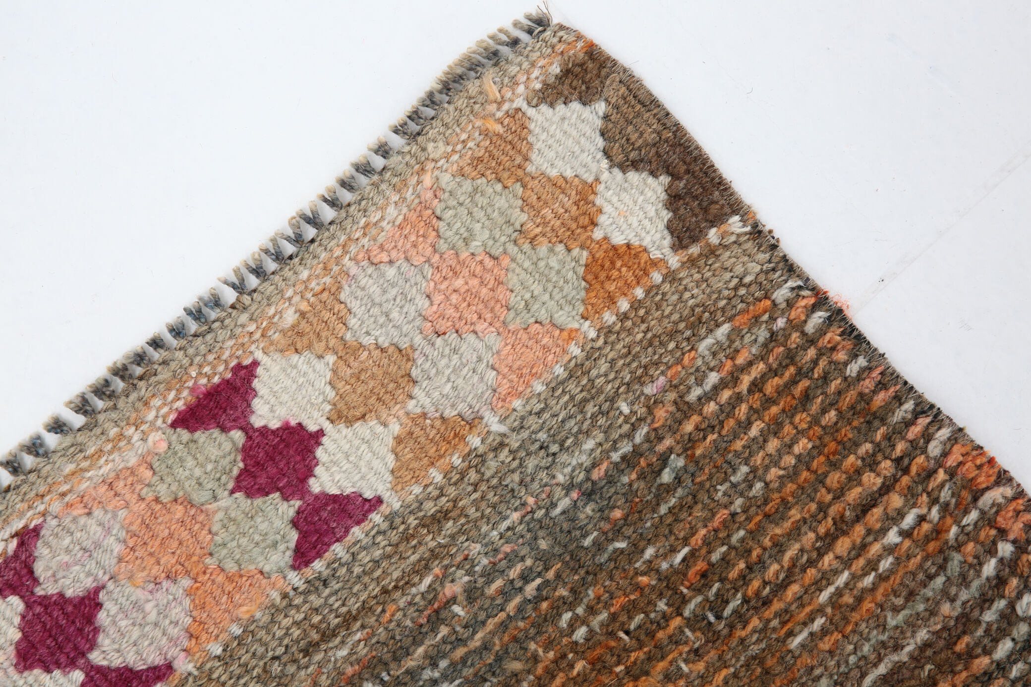 1960s antique wool vintage runner rug