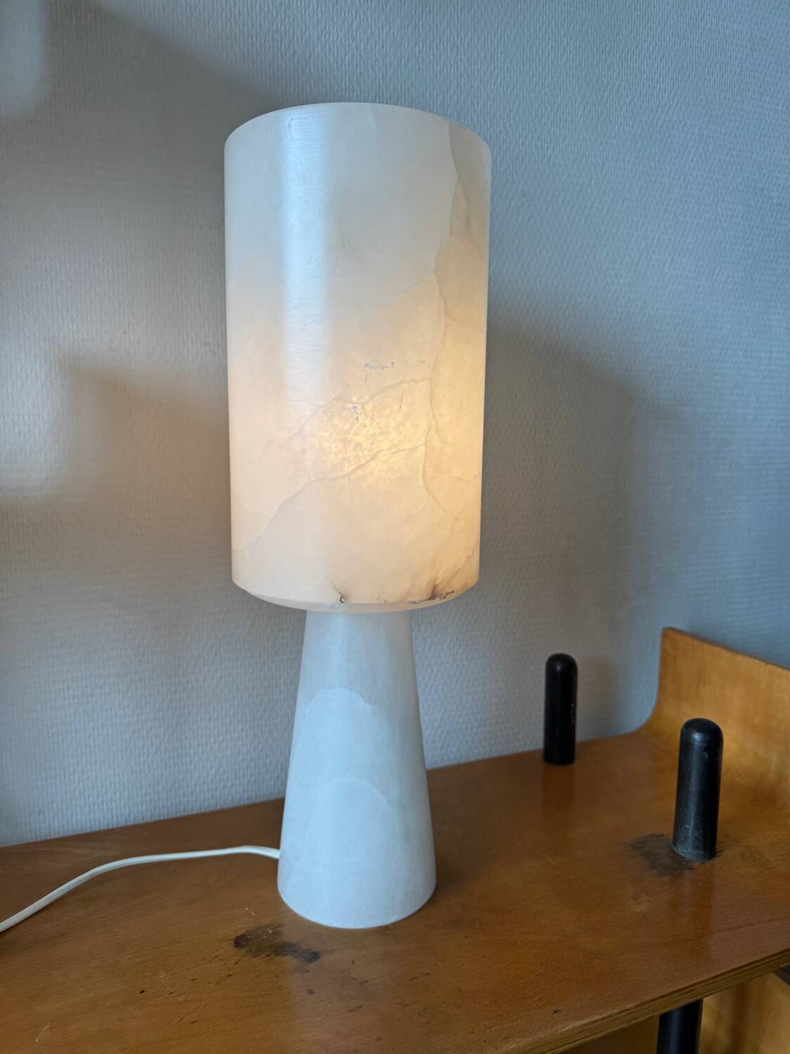Mid-Century Modernist Spanish Alabaster Table Lamp, 1990s