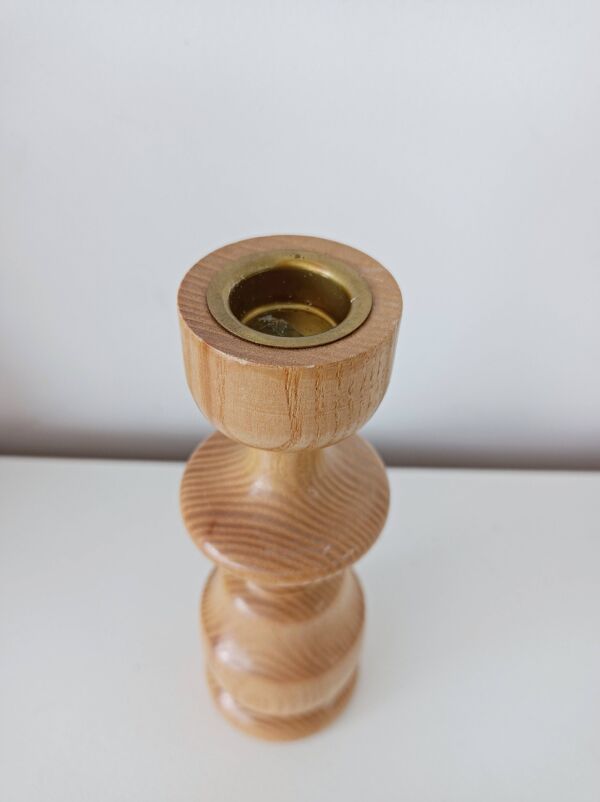 Lot de 3 bougeoirs scandinaves en bois tourné