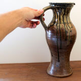 Glazed pyrite stoneware pitcher