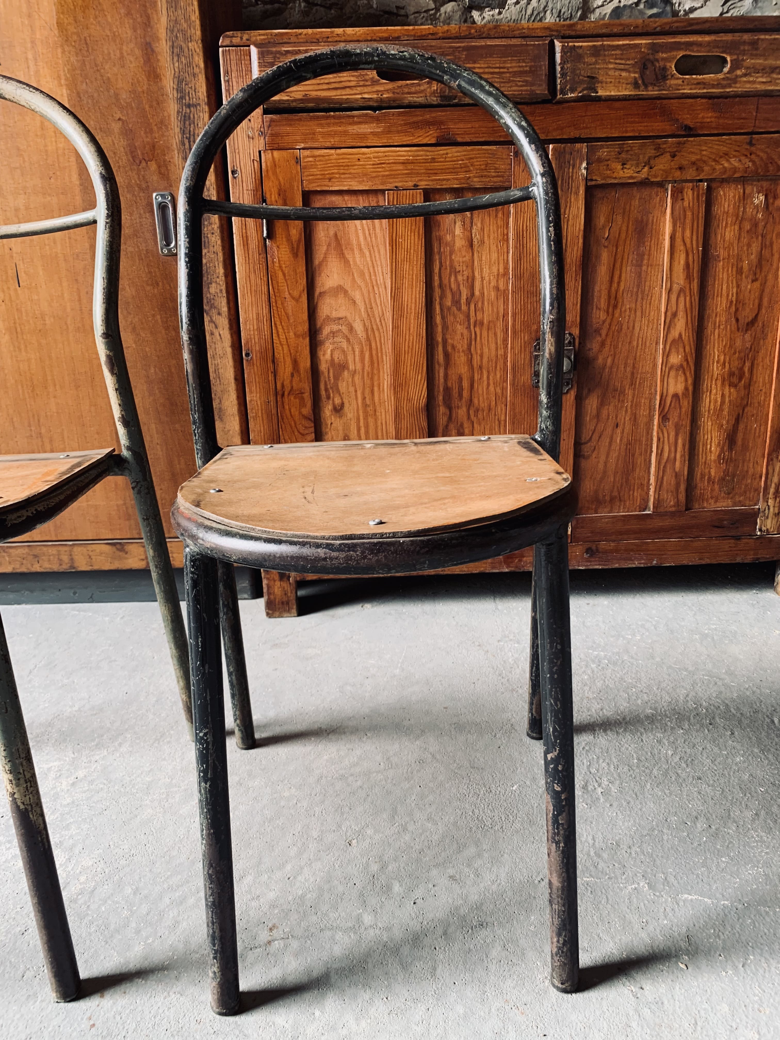 Set of 2 Mobilor chairs - 1950's - metal and wood
