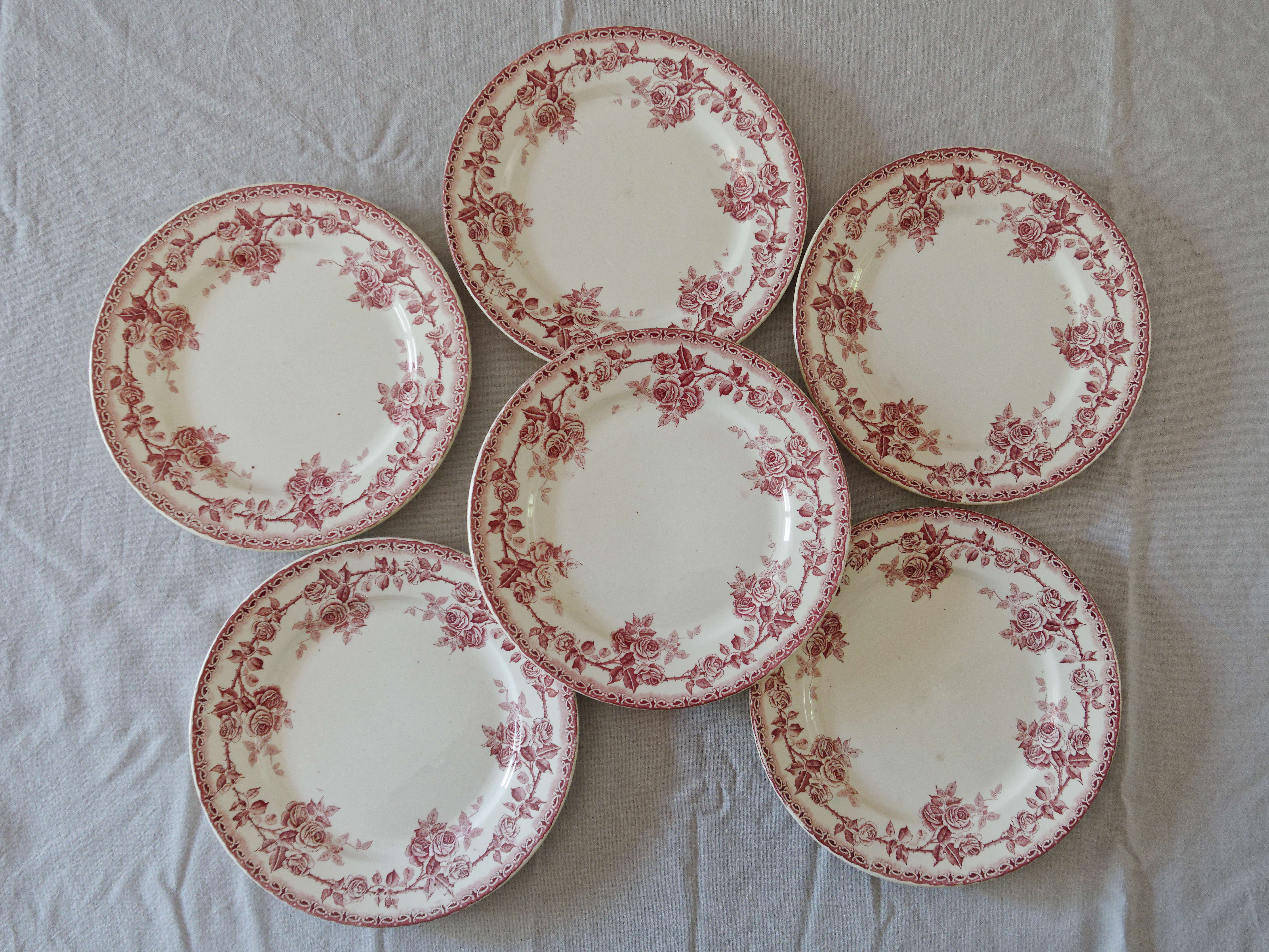 Lot 6 plates old iron earth H Boulanger Choisy le Roi, model Paris