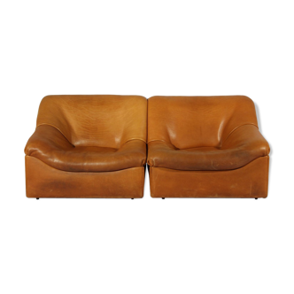 Lot of two armchairs DS-46 Sede thick Buffalo, 1970 leather s