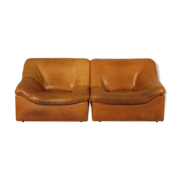 Lot de deux fauteuils DS-46 en cuir de buffle épais de Sede, 1970s