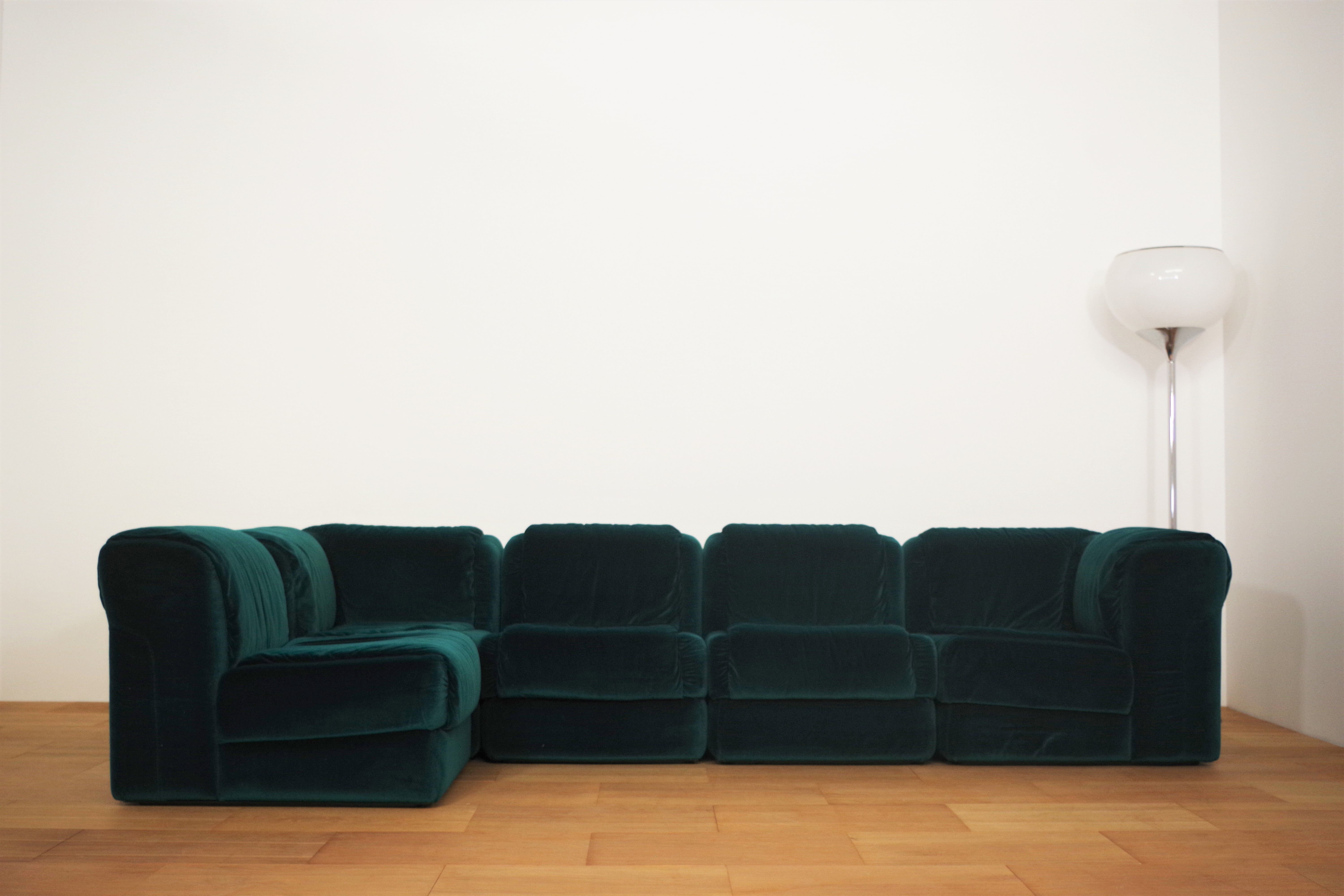 Fauteuils en Chenille de Seven Salotti, 1970s, Set de 5