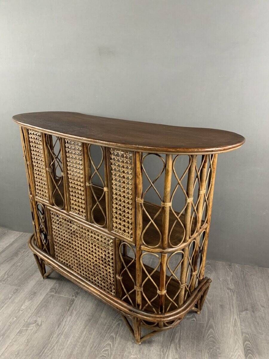 20th Century Rattan and Wicker Bar