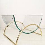 Galotti and radice exclusive Italian, brass and glass magazineholder, 1970s