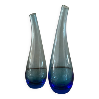 Pair of blown glass bulb vases