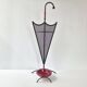 Porte-parapluie vintage 1950 en métal cuir & céramique bordeaux 50s rockabilly