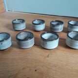8 egg cups or snail cups in flamed stoneware