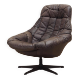 Fauteuil pivotant en cuir, design danois, années 1960, designer : HW Klein, fabrication : Bramin