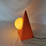 Ceramic pyramid lamp, opaline sphere, postmodern, 1970.