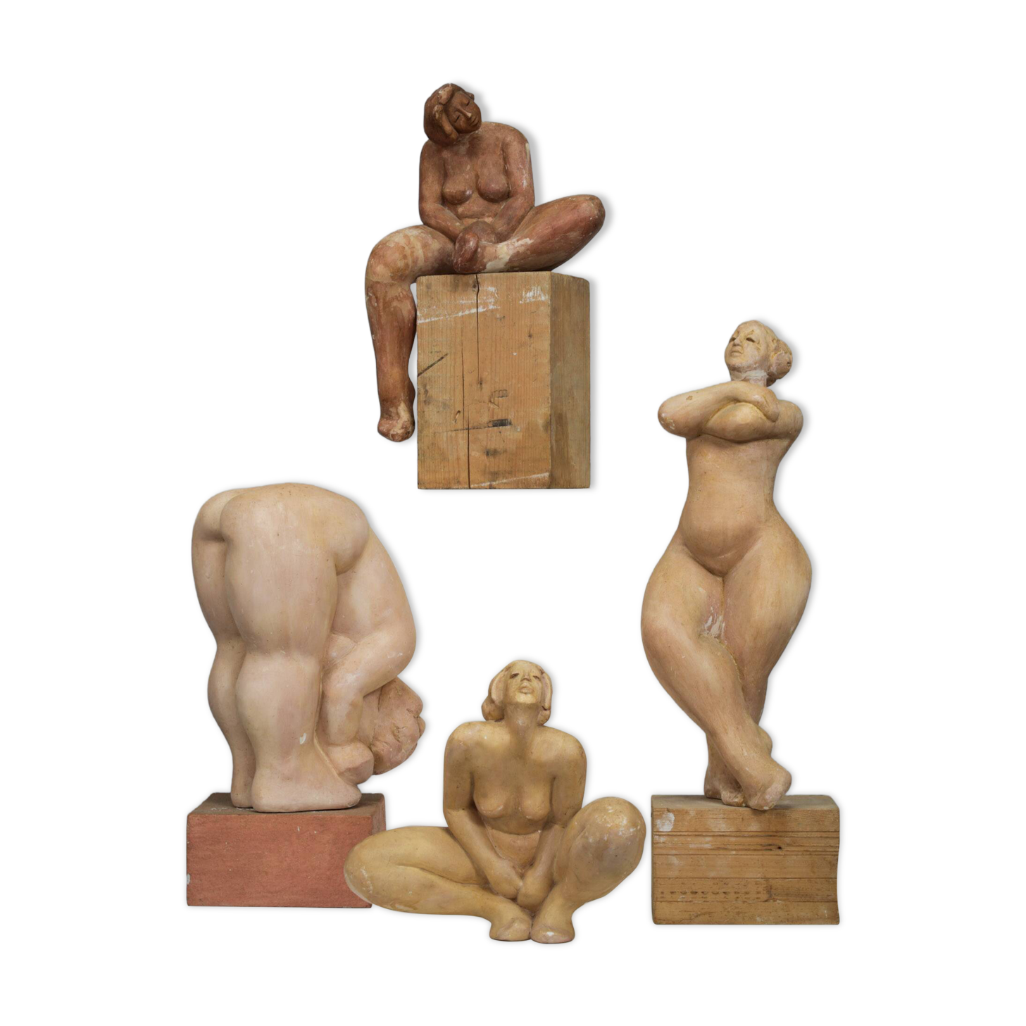Group of four female sculptures by Francine Govers, Netherlands, 1990s