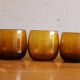 5 amber blown bubble glasses