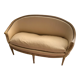 Louis XVI style patinated wooden basket sofa. Pierre Frey fabric. 19th century