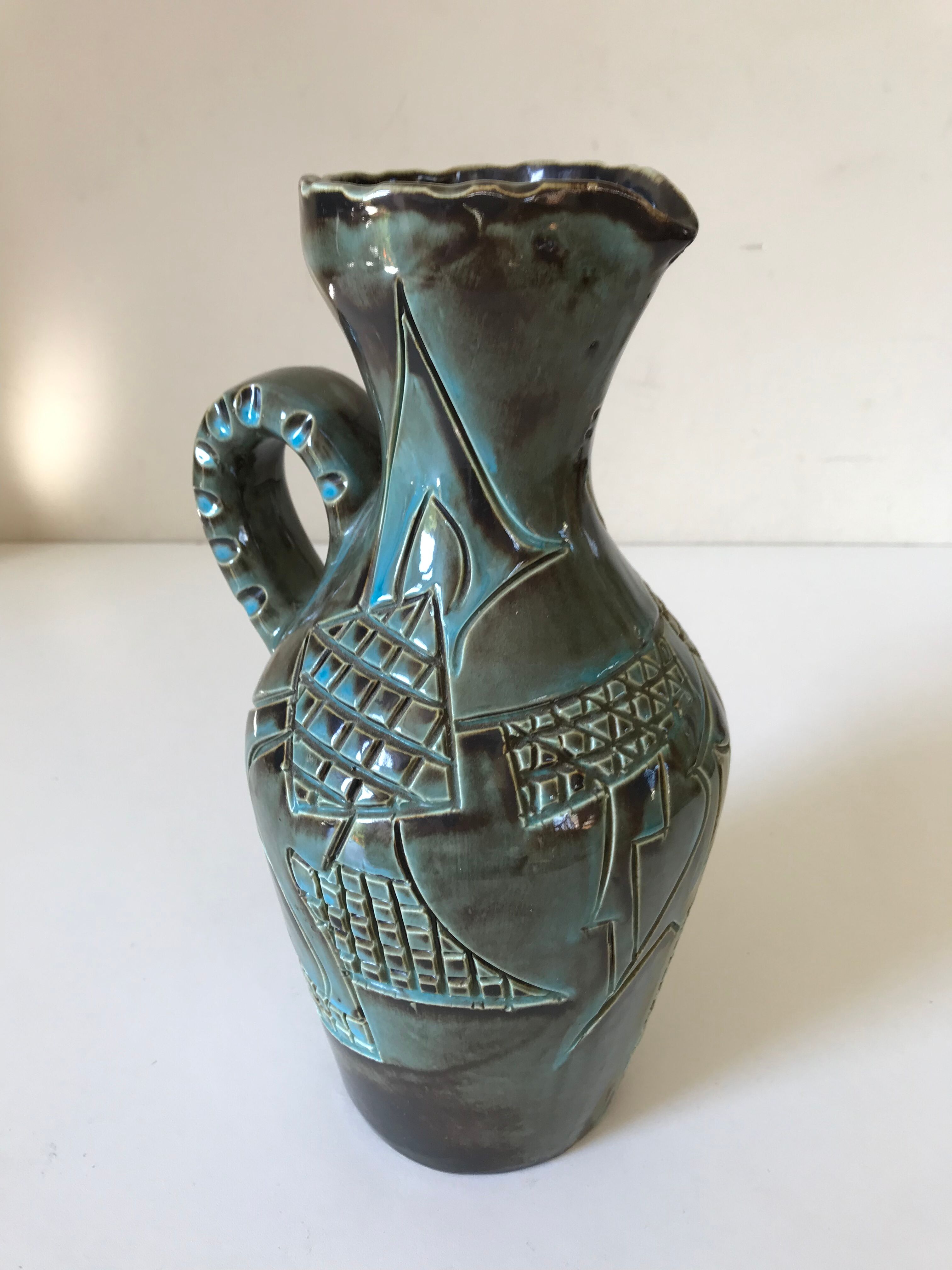 Ceramic pitcher Huguette Bessone vintage Annees 60