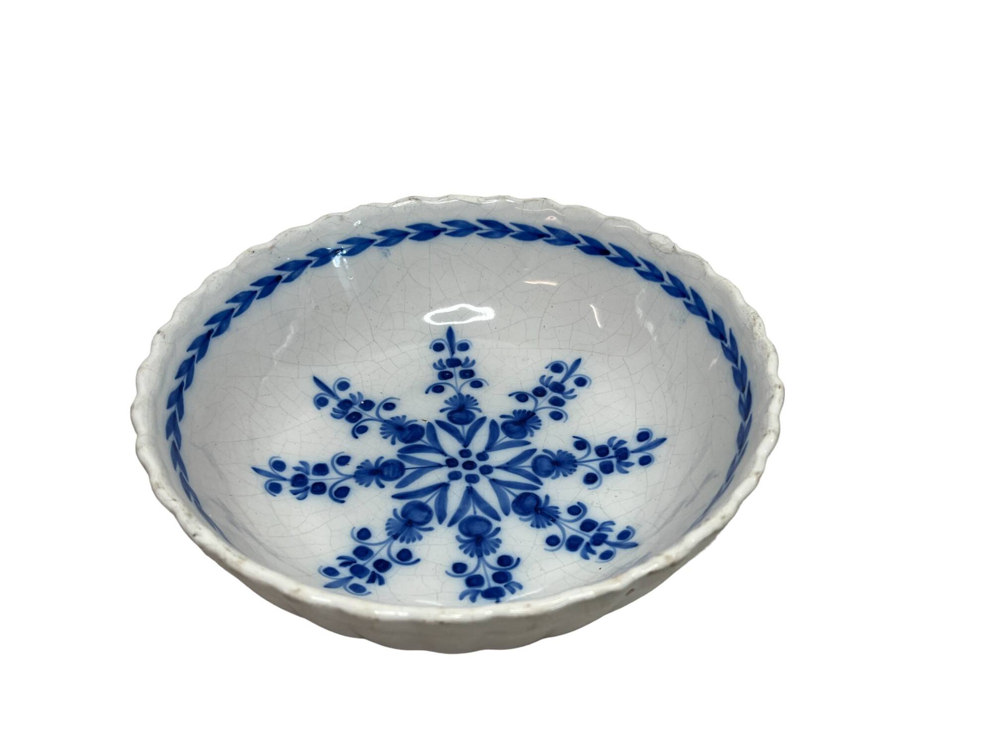 Rambervillers, old earthenware dish with blue decoration, 19th century