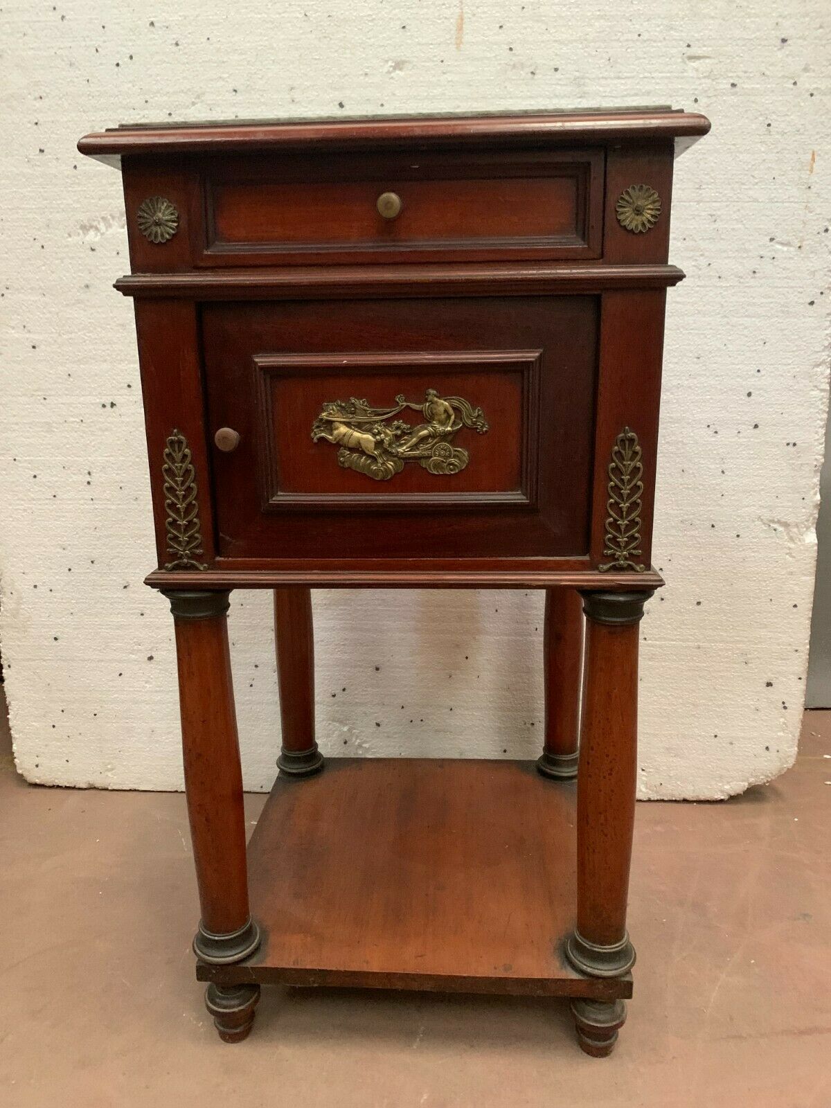 Empire style mahogany bedside table