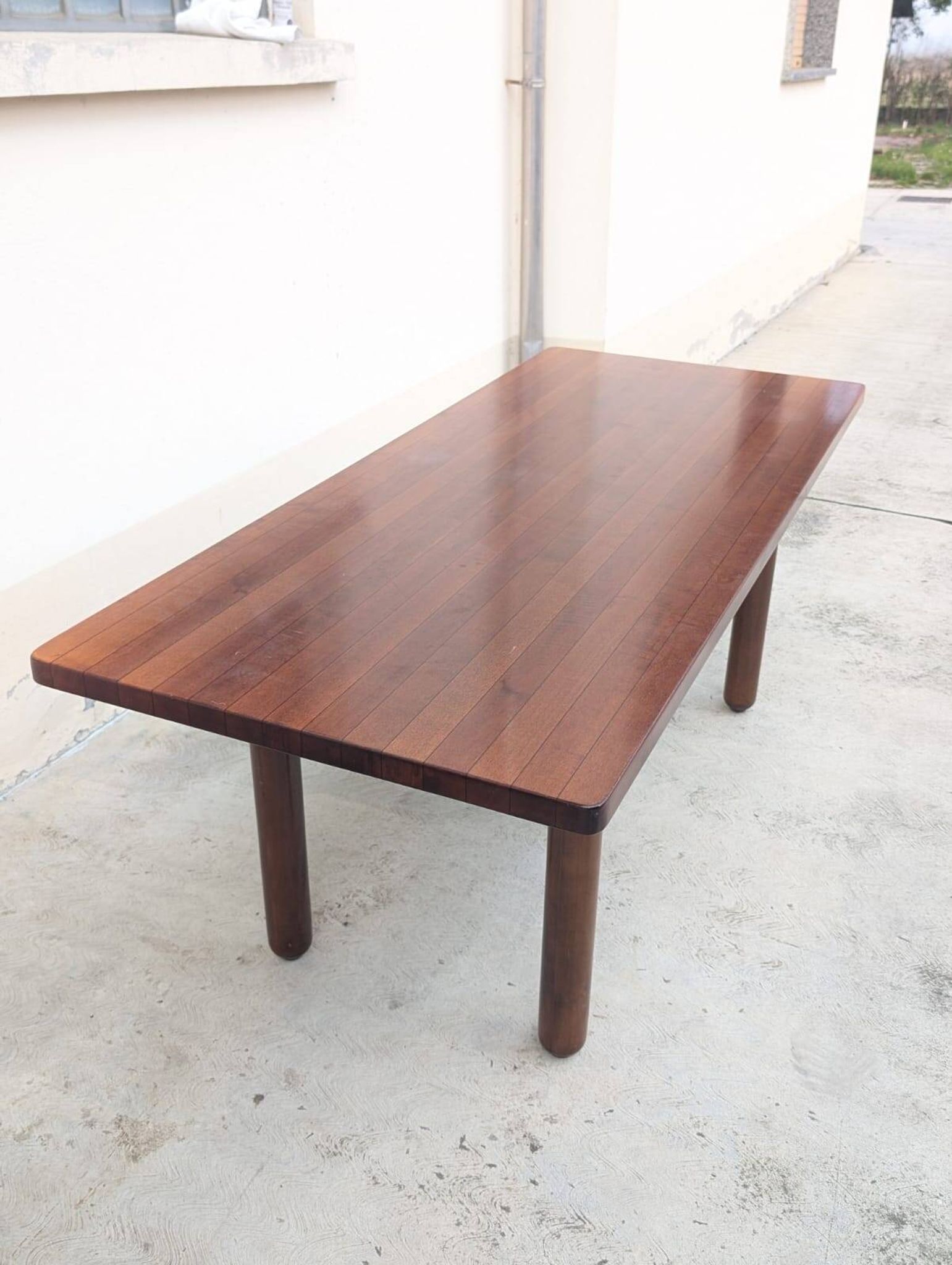 Italian Japandi walnut and ebony Table, 70s