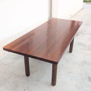 Italian Japandi walnut and ebony Table, 70s
