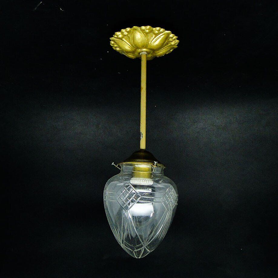 Brass and glass pendant lamp, 1890s