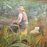 Post-impressionist painted screen by Charles Frechon, France, 1894