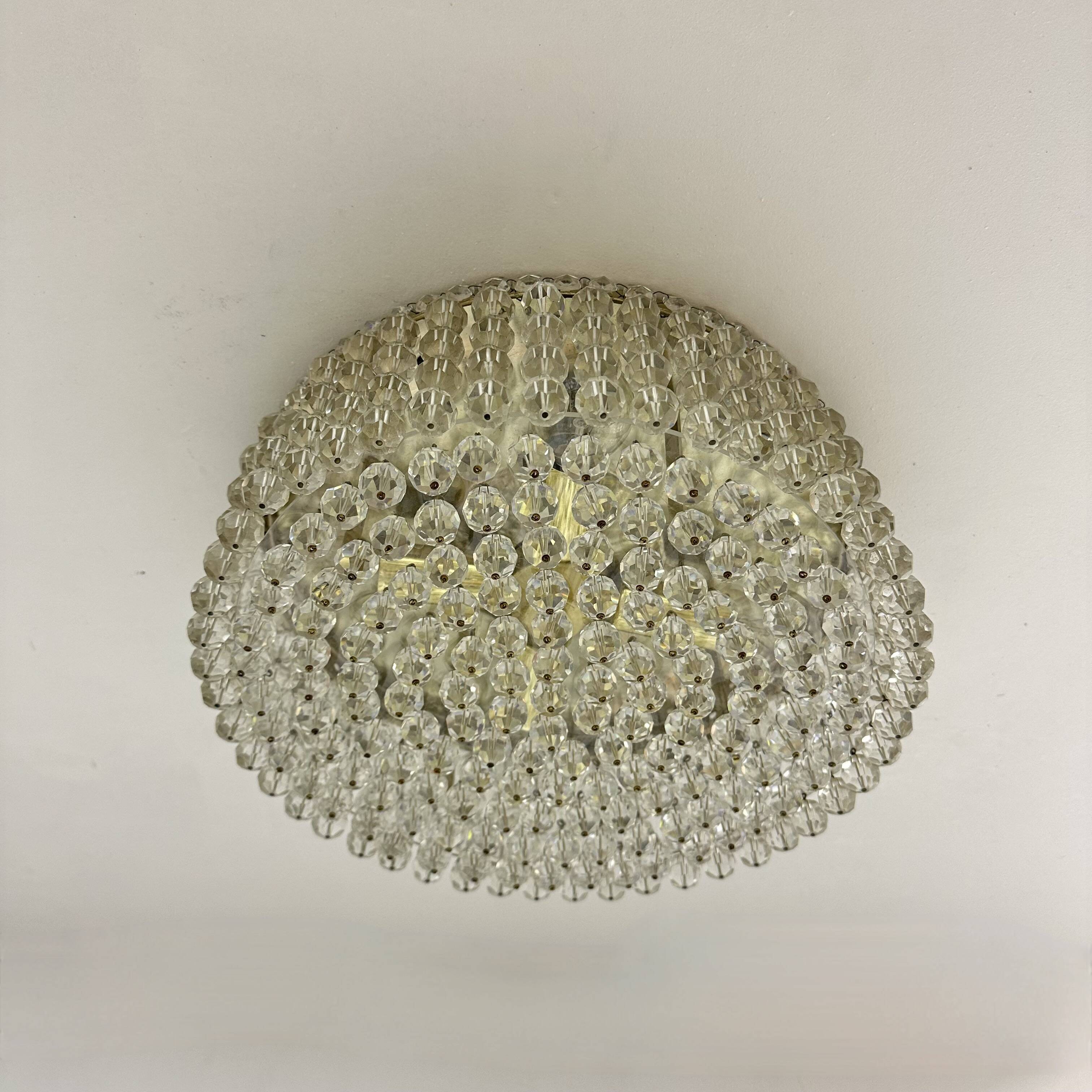 Plafonnier avec cristaux Swarovski, années 1970