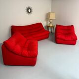 Living room sofa and 2 armchairs French design Steiner 70s vintage fabric
