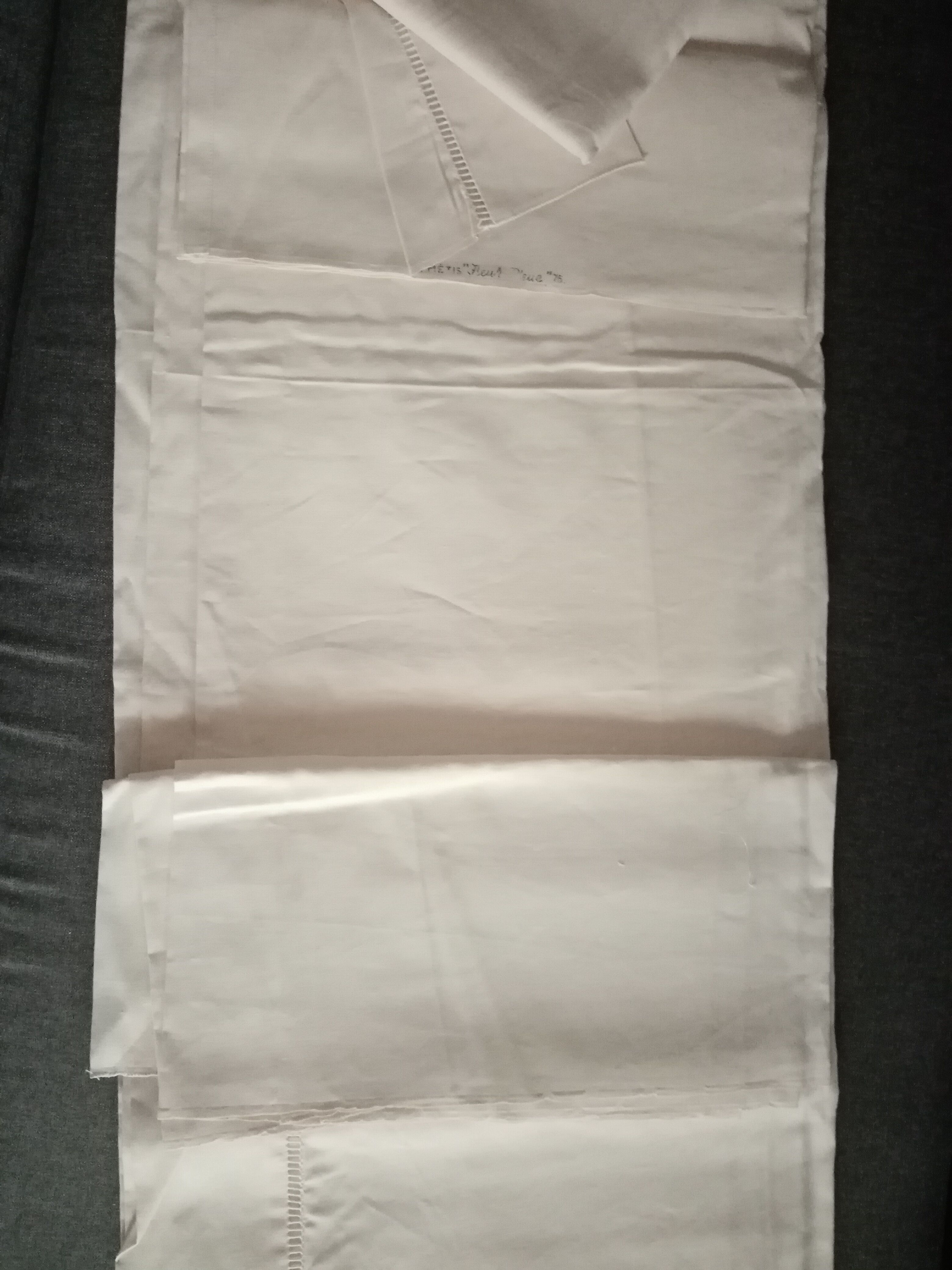Old linen sheet embroidered monogram SS 320 X 230 cm