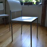 Set of 4 vintage metal and wood chairs from the 1990s.