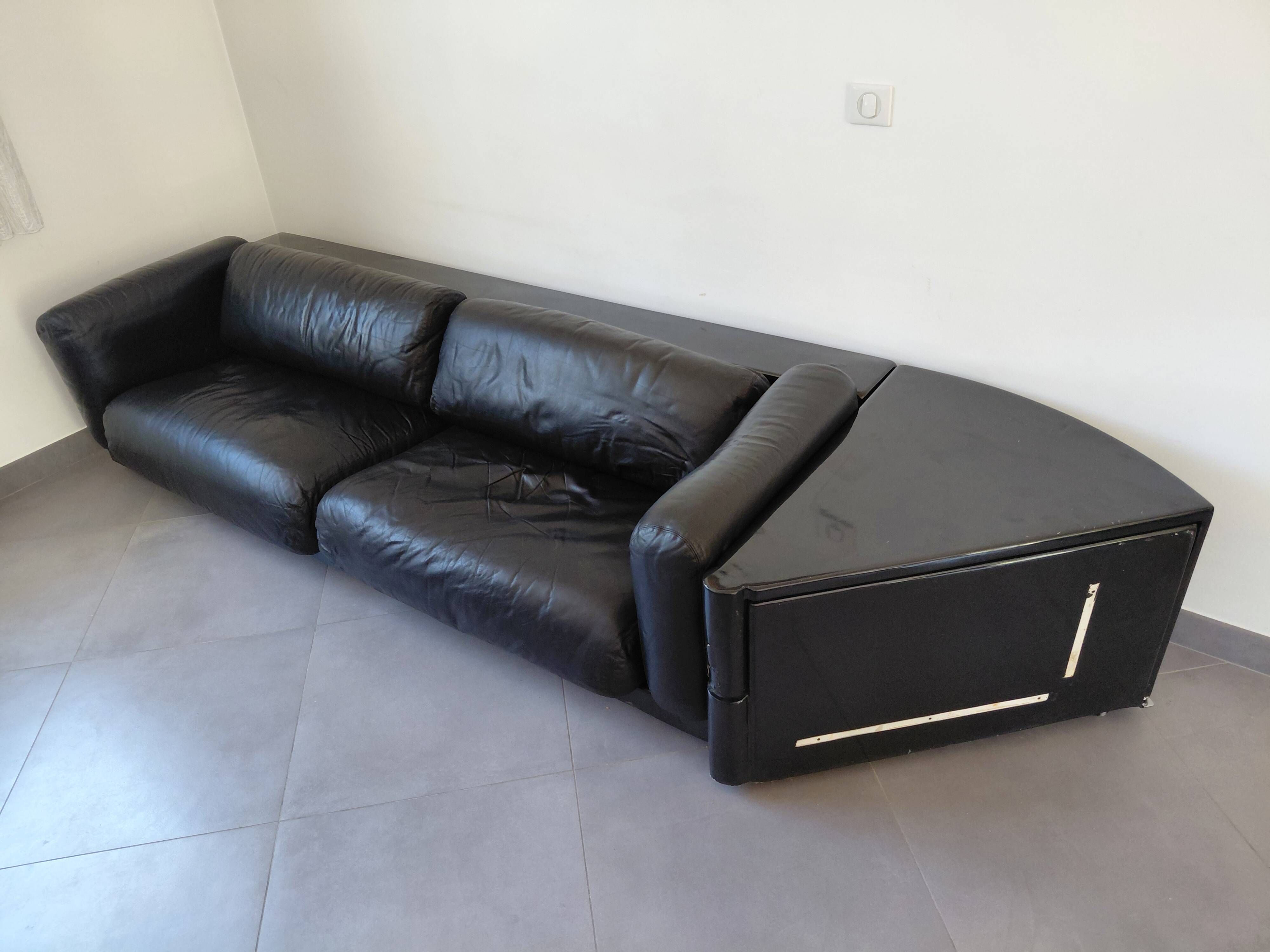 Cini Boeri - Gradual Lounge Sofa Black Leather Knoll/Gavina