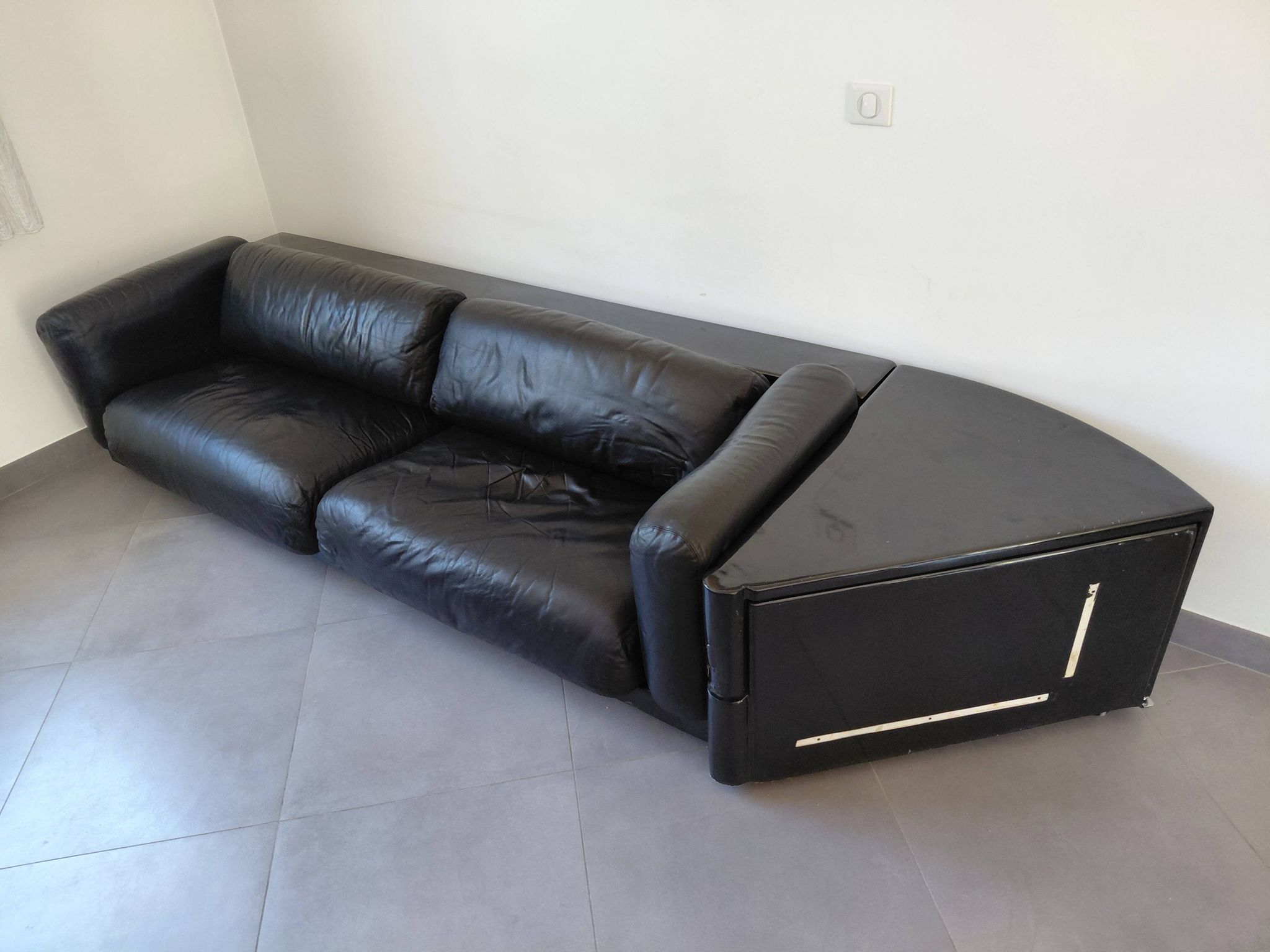 Cini Boeri - Gradual Lounge Sofa Black Leather Knoll/Gavina