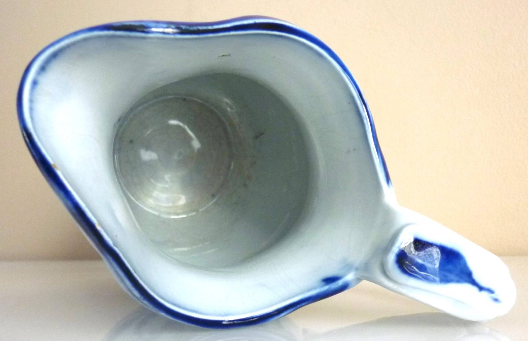 Carafe, antique jug, porcelain with stylised cobalt blue decorations, Art Deco.