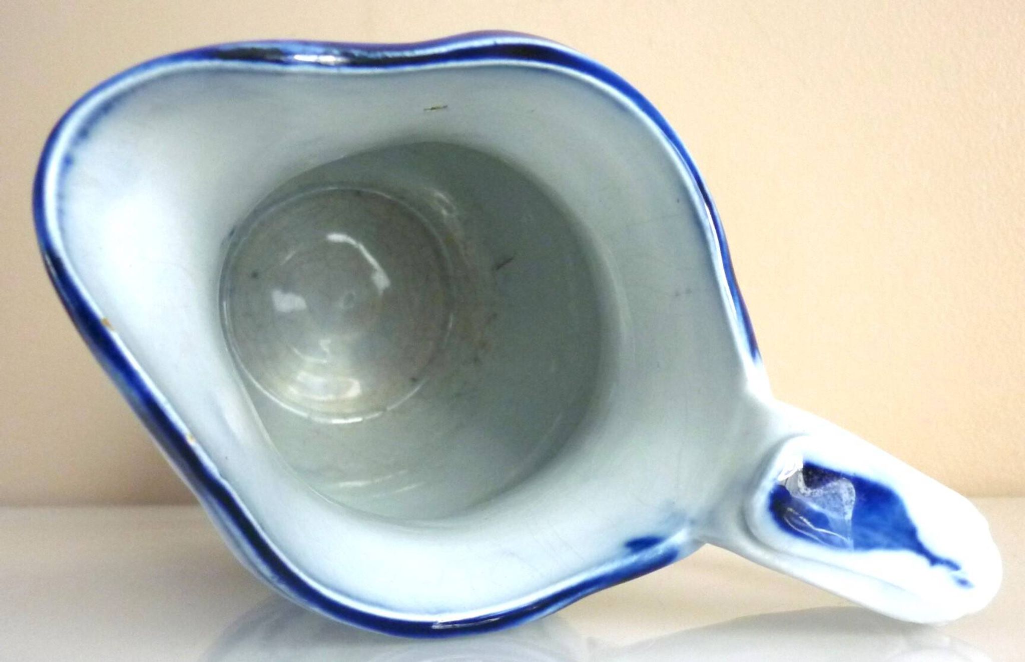 Carafe, antique jug, porcelain with stylised cobalt blue decorations, Art Deco.