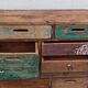 Original wooden chest of drawers with 15 mismatched drawers