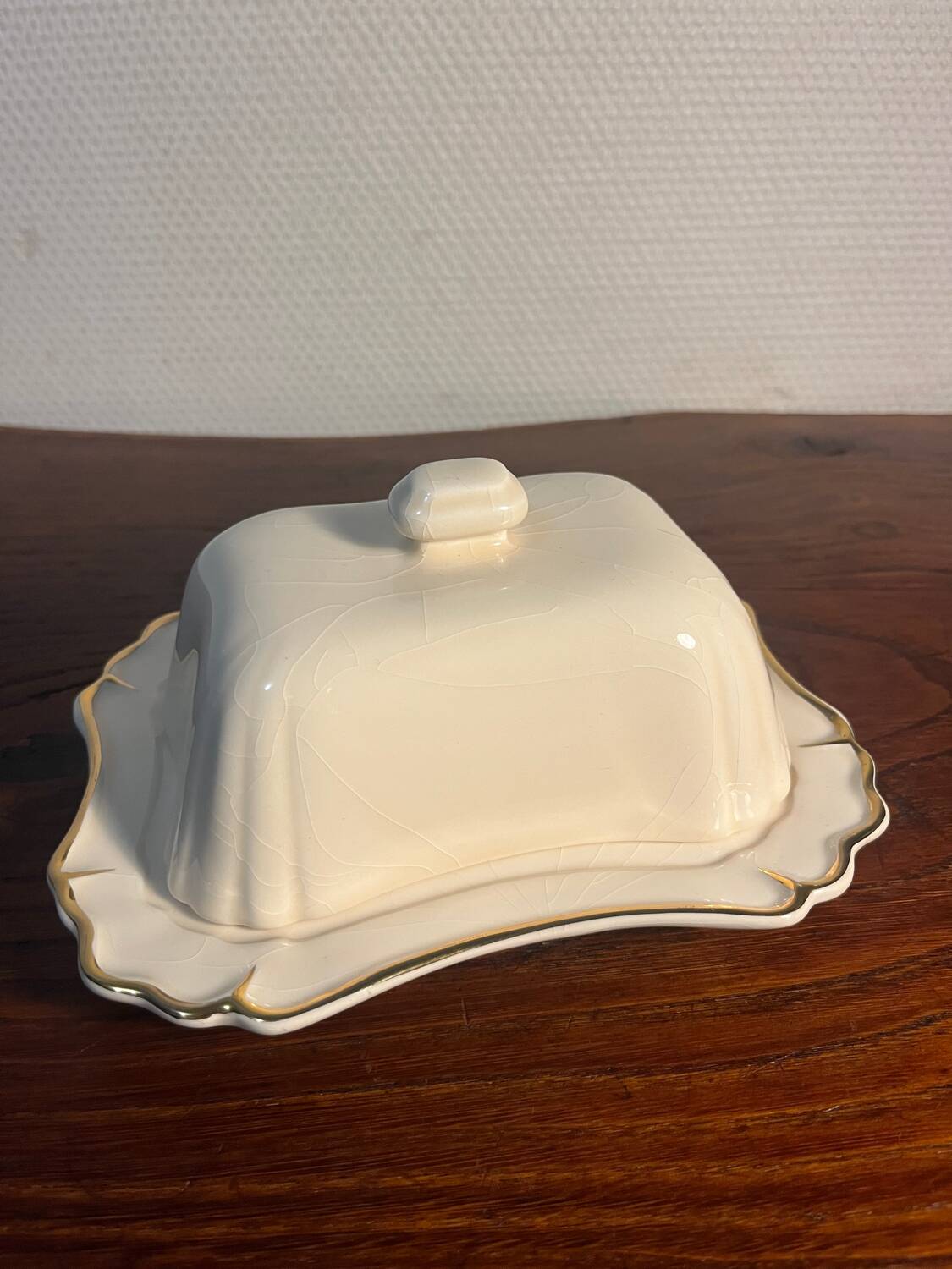 Bruno Evrard France crackle porcelain butter dish