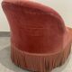 Vintage toad armchair in velvet old pink