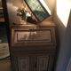 Secretary in pine, wood painted with floral patterns.