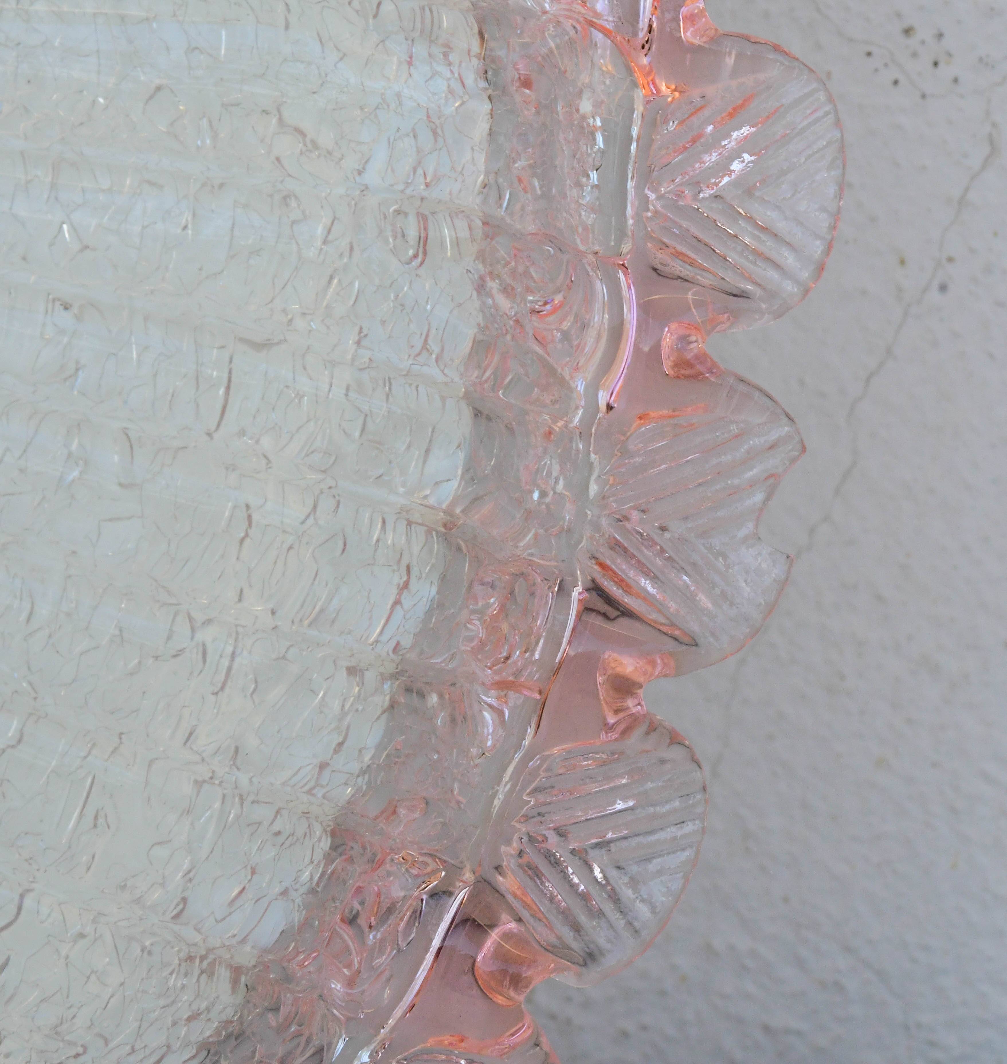 Precious Italian pink Murano glass ceiling fixture, Murano, 1970