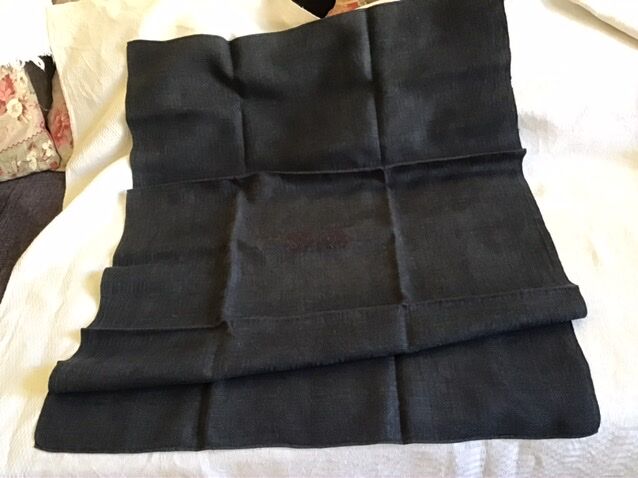 Small black grey linen tablecloth 74x103