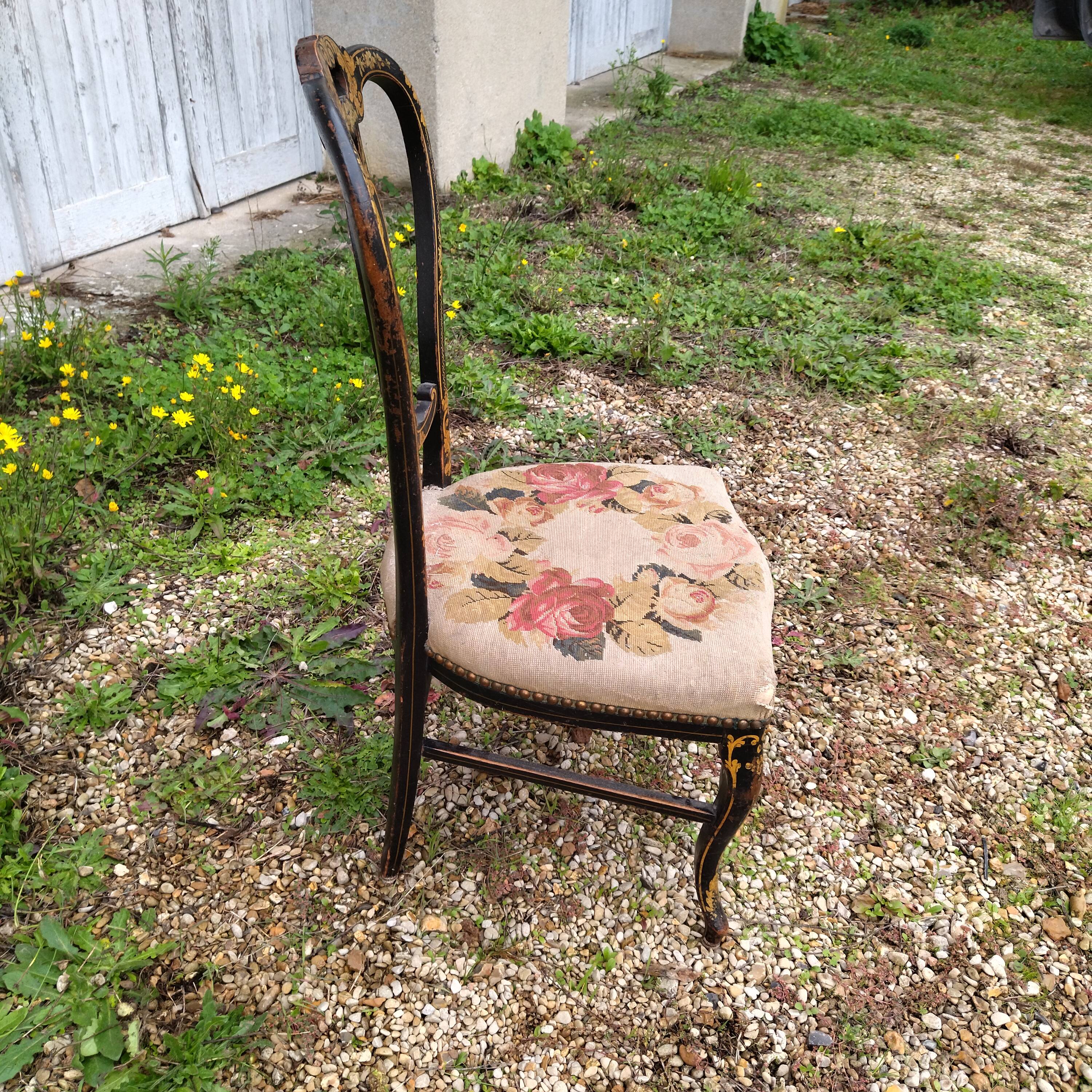 chair Napoleon III gilded wood mother-of-pearl XIXth