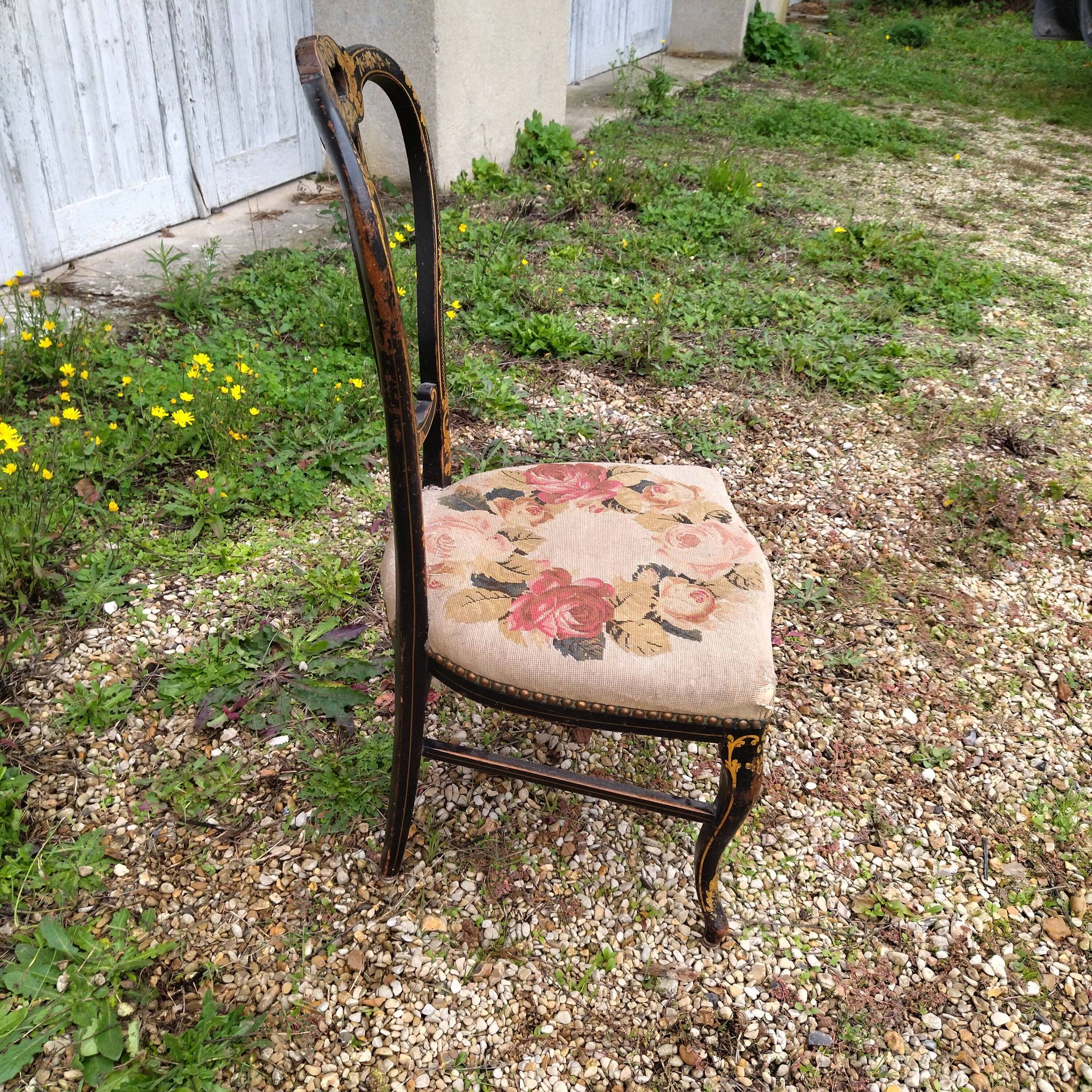 chair Napoleon III gilded wood mother-of-pearl XIXth